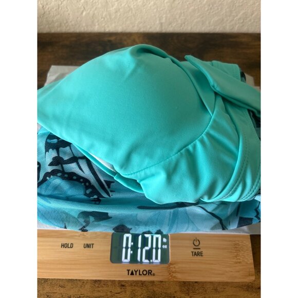 Womens Halter Neck Turquoise Butterfly Print  2 Pc Swimsuit Dress, Size XXL - Picture 16 of 16